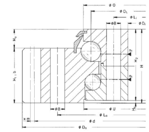 JCB BEARING double row ball difference ball diameter external gear 1000mm-2500mm