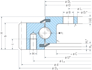 JCB BEARING flanged four point contact ball external gear 0in~39.3700in