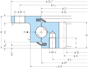 JCB BEARING flanged four point contact ball internal gear0mm-39.3700mm