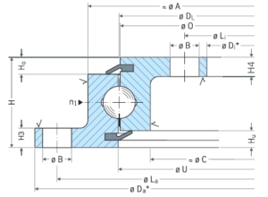 JCB BEARING flanged four point contact ball ungeared 1000mm-2500mm JCB BEARING flanged four point contact ball ungeared 1000mm-2500mm